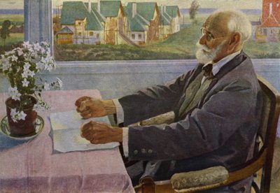 Retrato do fisiologista russo Ivan Pavlov (cor litho) de Mikhail Vasilievich Nesterov