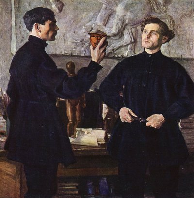 Retrato dos irmãos Korin, artistas de Mikhail Vasilievich Nesterov