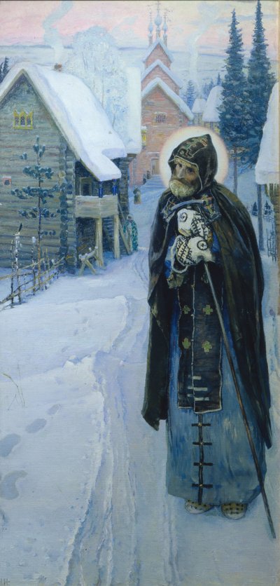 São Sérgio trabalha Tríptico, parte direita, 1896 de Mikhail Vasilievich Nesterov