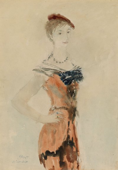 Senhora com uma boina vermelha, 1935 de Mikhail Xenofontovich Sokolov
