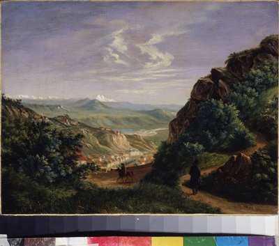 Vista de Pyatigorsk, Rússia. Pintura de Mikhail Yuryevich Lermontov (1814-1841), óleo sobre tela de Mikhail Yuryevich Lermontov