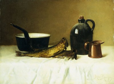 Natureza morta com arenque, panela, jarro e medida, 1908 de Milne Ramsey