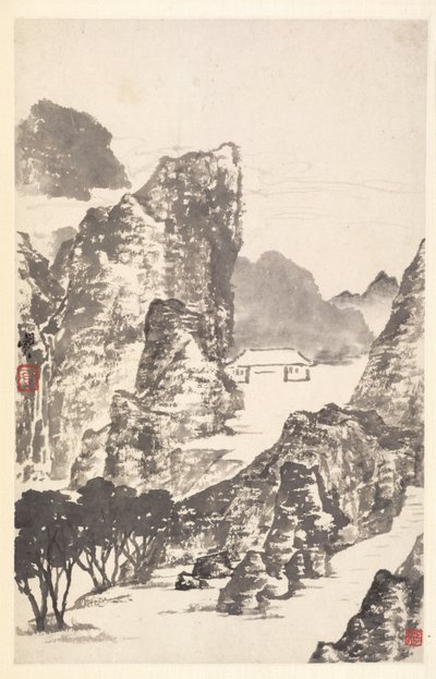 Paisagem após Mi Fu, 1788. de Min Zhen