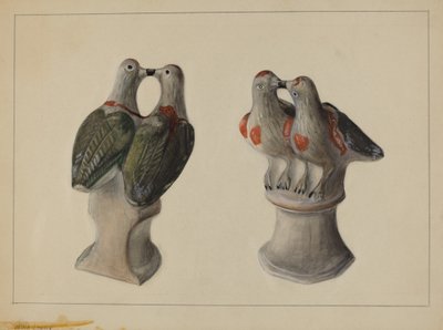 Lovebirds Chalkware, c. 1937. de Mina Lowry