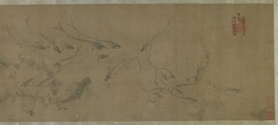 Peixe e Ervas Daninhas de Ming Dynasty Chinese School