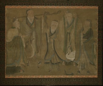 Cinco sábios, do 15o ao início do 16o século de Ming Dynasty Chinese School
