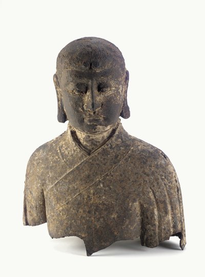 Cabeça e busto de um Lohan (ferro) de Ming Dynasty Chinese School