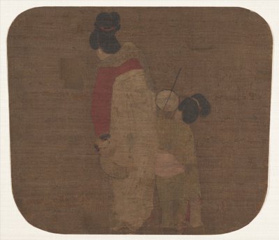 Senhora e filhos (folha de álbum; tinta e cor sobre seda) de Ming Dynasty Chinese School