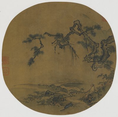 Sentado sob um pinheiro, do século XV ao XVI de Ming Dynasty Chinese School