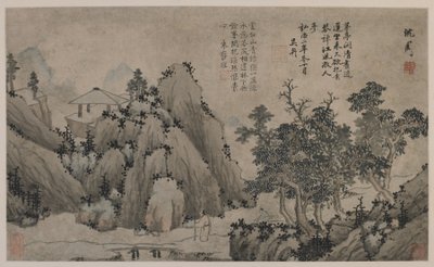 Andando por um córrego da montanha (tinta e cor no papel) de Ming Dynasty Chinese School