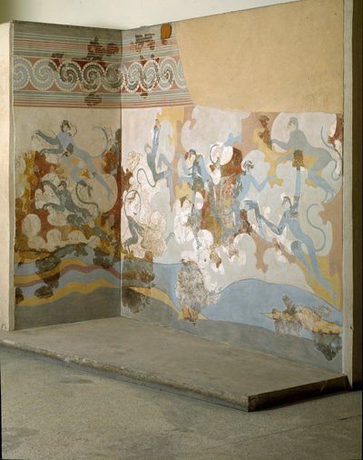 Arte Minoana: "macacos" Fresco de Akrotiri a Santorini. Século XVI a.C. Athenes, Museu Nacional de Arqueologia de Minoan