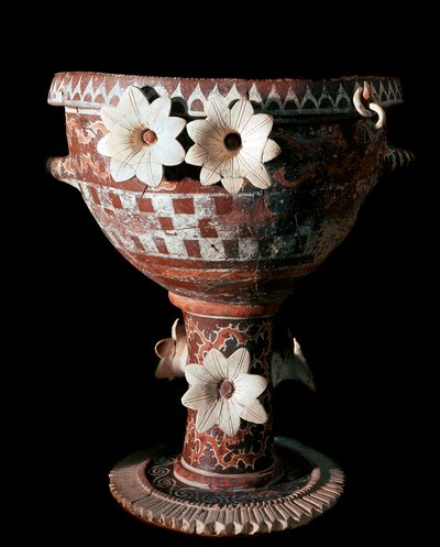 Arte minóica: cratera em terracota com decorações período protopalatiale (2100 a 1650 a.C.) de Minoan