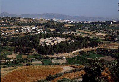 Arte Minoana: vista de todo o palácio do Rei Minos em Cnossos (Knossos). 1600-1400 AC. Creta de Minoan