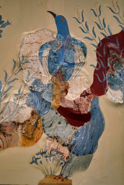 "Pássaro azul" Fresco ou "O pássaro azul de Creta". Knossos de Minoan