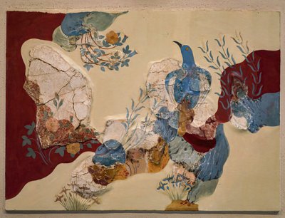 "Pássaro azul" Fresco ou "O pássaro azul de Creta". Knossos de Minoan