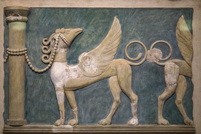 Afresco de Griffins em alto relevo. Palácio de Knossos. 1600-1450 aC de Minoan