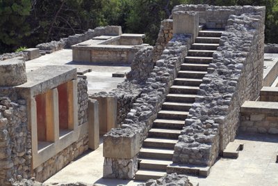 Parte oriental do palácio do Rei Minos em Knossos entre a rainha megaron e a corte central. Creta. 1600-1450 A.C. de Minoan