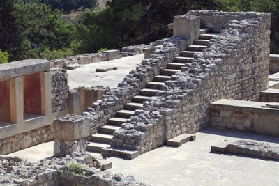 Parte oriental do palácio do Rei Minos em Knossos entre a rainha megaron e a corte central. Creta. 1600-1450 A.C. de Minoan