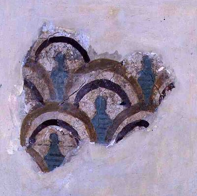 Faixa espiral e flores de Knossos, Creta, c.1500 a.C. (fresco) de Minoan