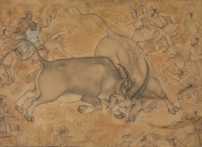 Buffaloes in Combat, finais do século XVI. de Miskin.