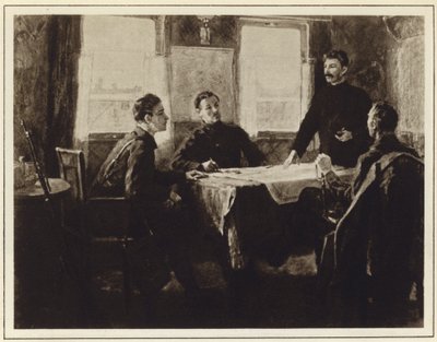 Joseph Stalin no vagão de sede em Tsaritsyn, Guerra Civil Russa de Mitrofan Borisovic Grekov
