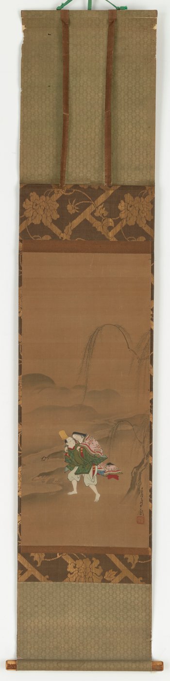 Ariwara Narihira carregando sua amante, 1683-1752. de Miyagawa Chōshun