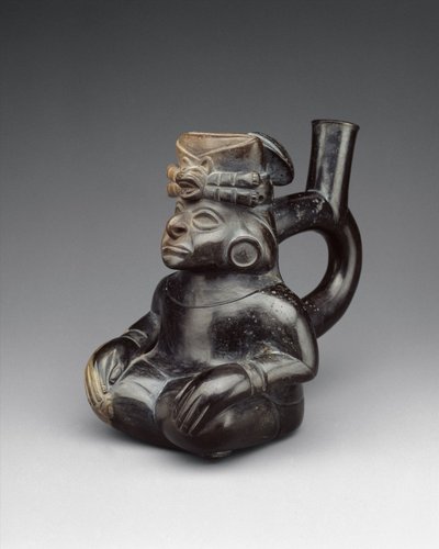 Garrafa de figura sentada, séc. II-XVII (cerâmica) de Moche Moche