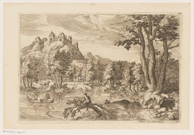 Paisagem com pescadores Paisagens após Ticiano (título da série) de Moise Jean Baptiste Fouard