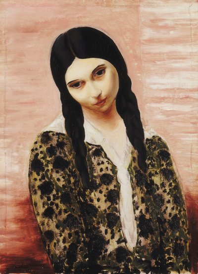 Rapariga sentada em tapetes; Jeune Fille assis aix Nattes de Moise Kisling