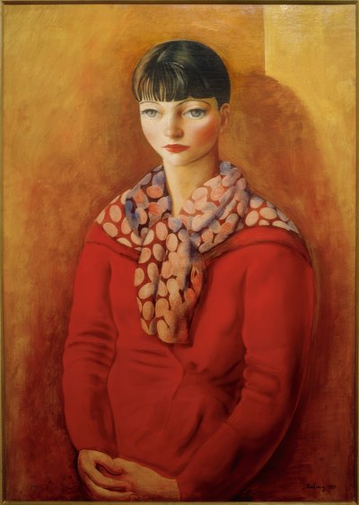 Kiki de Montparnasse com um vestido vermelho de Moise Kisling