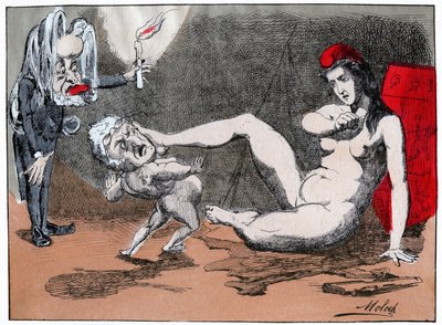 Adolphe Thiers raps Marianne, c.1875 (impresso) de Moloch (1849 1909)