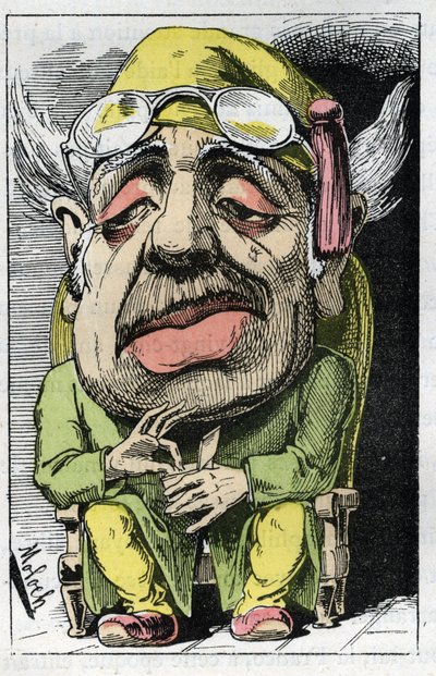 Alegoria de um corno no século XIX em "Le Trombinoscope" de Touchatout, cartoon de B. Moloch de 1882 (1849-1909). Coleção particular. de Moloch
