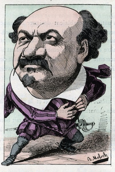 Retrato de François Pierre VILLARET (1830-1896) tenor da ópera entre 1863 e 1882 em "Le Trombinoscope" de Touchatout, caricatura de B. Moloch de 1882 (1849-1909). Coleção privada. de Moloch
