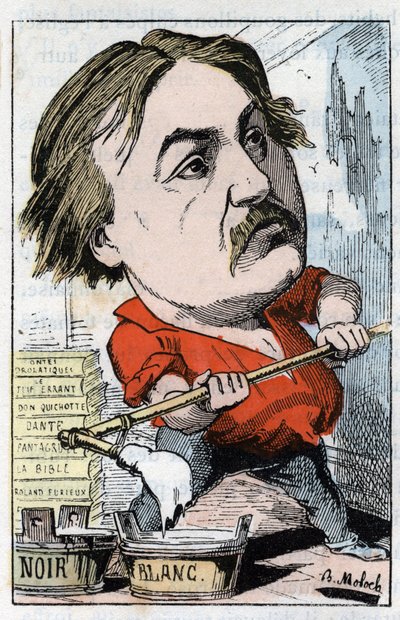 Retrato de Gustave Dore, cartunista e gravador 1832-1883 em "Le Trombinoscope" de Touchatout, caricatura de B. Moloch de 1882 (1849-1909). Coleção particular. de Moloch