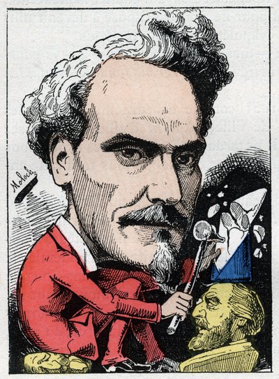 Retrato de Henri de Rochefort (1831-1913) Marquês de Rochefort, jornalista, político e escritor em "Le Trombinoscope" de Touchatout, cartoon de B. Moloch de 1882 (1849-1909). Coleção particular. de Moloch