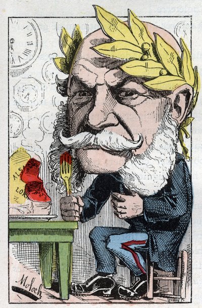 Retrato de Guilherme I (1797-1888), Rei da Prússia e Imperador da Alemanha em "O Trombinoscópio" de Touchatout, caricatura de B. Moloch de 1882 (1849-1909). Coleção privada. de Moloch