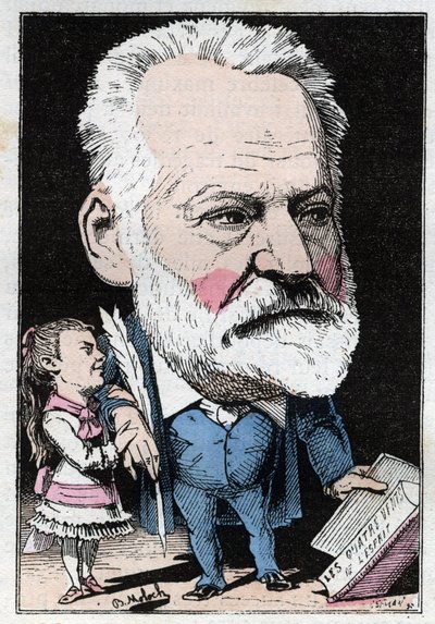 Retrato do escritor francês Victor Hugo (1802-1885) em "Le Trombinoscope" de Touchatout, caricatura de B. Moloch de 1882 (1849-1909). Coleção particular. de Moloch