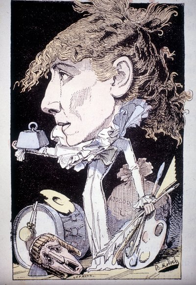 Desenho animado de Henriette Rosine Bernard, também conhecida como Sarah Bernhardt de Moloch