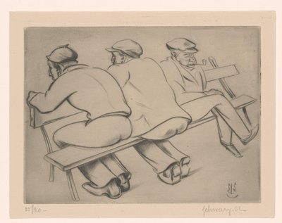 Três homens em um sofá de Mommie Schwarz (signed by artist)