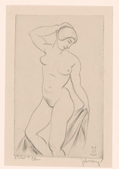 Mulher nua com a mão na cabeça de Mommie Schwarz (signed by artist)