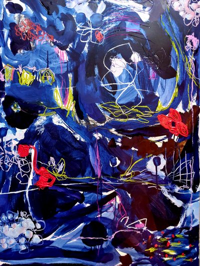 Abstrato em azul dinâmico de Monika Riethmueller