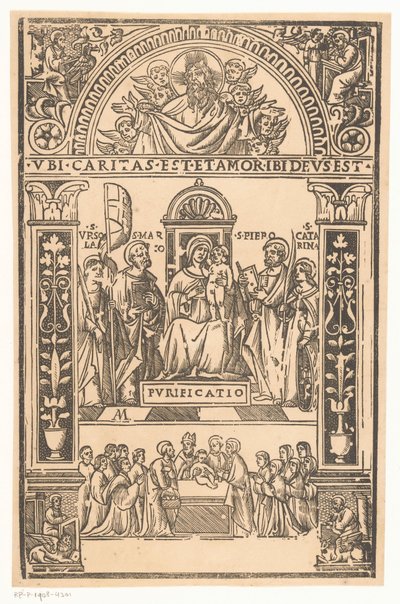 Maria com o Menino e os Santos Conversa Sagrada Sacra Conversazione de Monogrammist AM (prentmaker 16e eeuw)