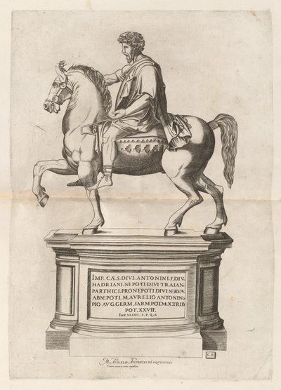 Estátua equestre de Marco Aurélio de Monogrammist CB after Nicolaus Beatrizet