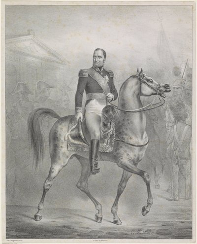 Retrato equestre de William I Frederik, rei dos Países Baixos de Monogrammist CM (Nederland)
