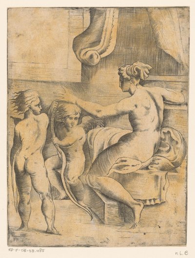 Vénus com dois putti de Monogrammist FP (Italië; 16e eeuw)
