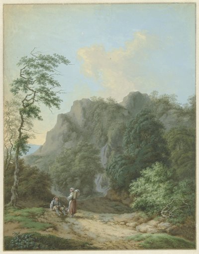 Paisagem com homem sentado e mulher em pé de Monogrammist FWH (possibly)