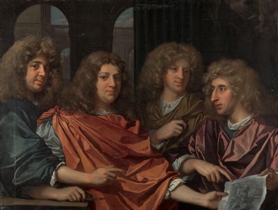 Retrato de grupo de quatro artistas de Monogrammist GF (schilder)