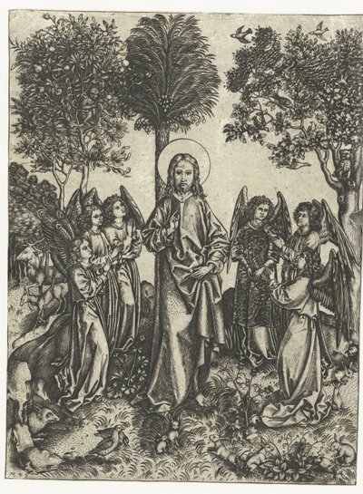 Cristo no deserto com anjos de Monogrammist IE