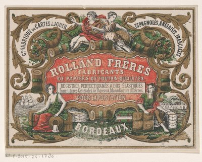 Cartão de visita da Rolland Frères, fabricante de papel em Bordeaux de Monogrammist PC (lithograaf)