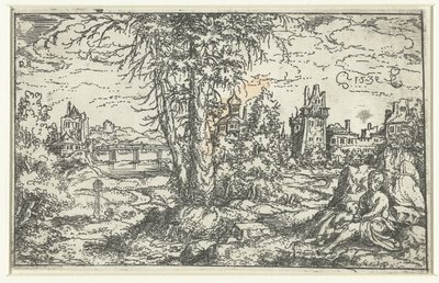 Paisagem com mulher e criança de Monogrammist PS (Duitsland)